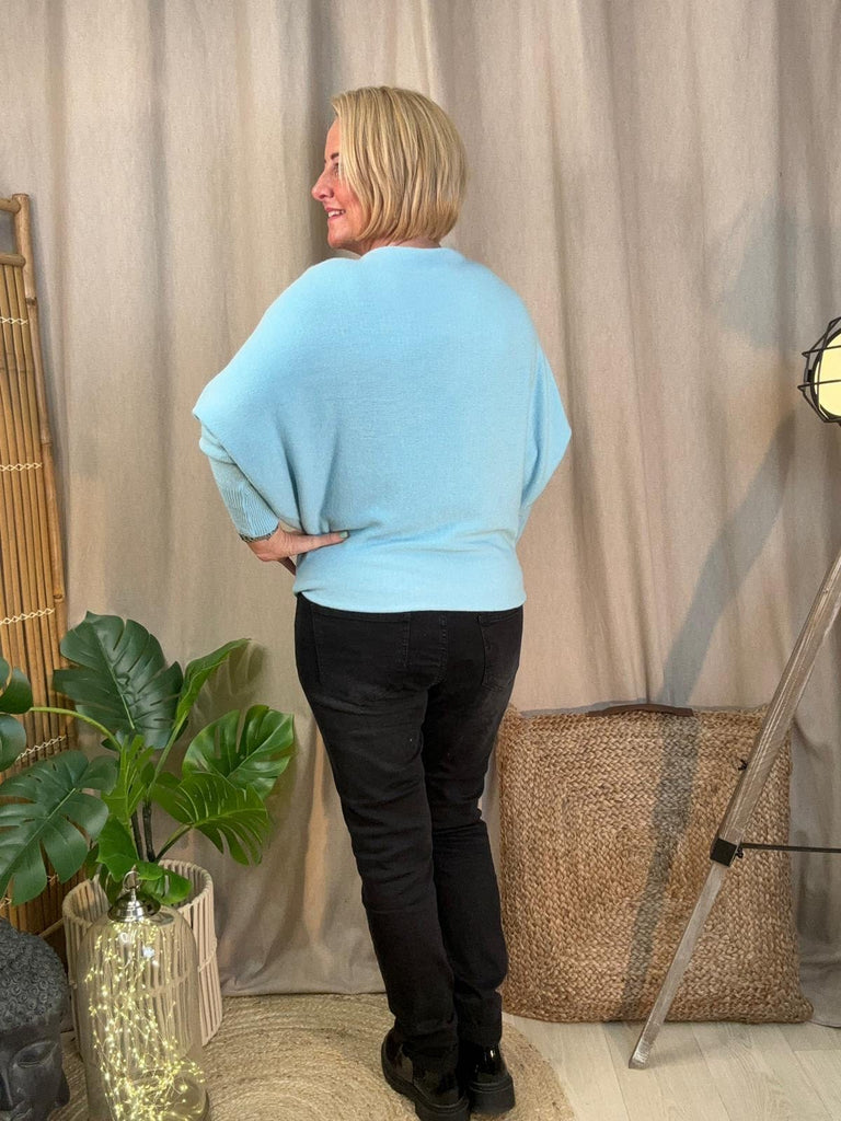 Batwing Slash Neck Fine Knit Jumper Be You Lifestyle Boutique