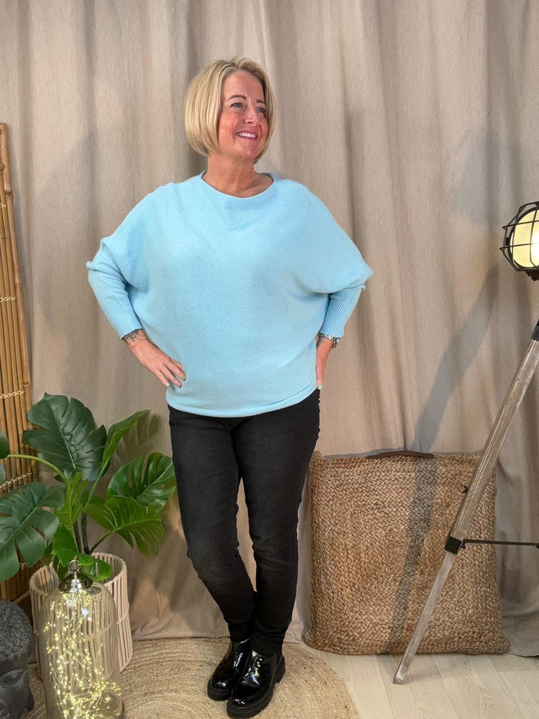 Batwing Slash Neck Fine Knit Jumper Be You Lifestyle Boutique