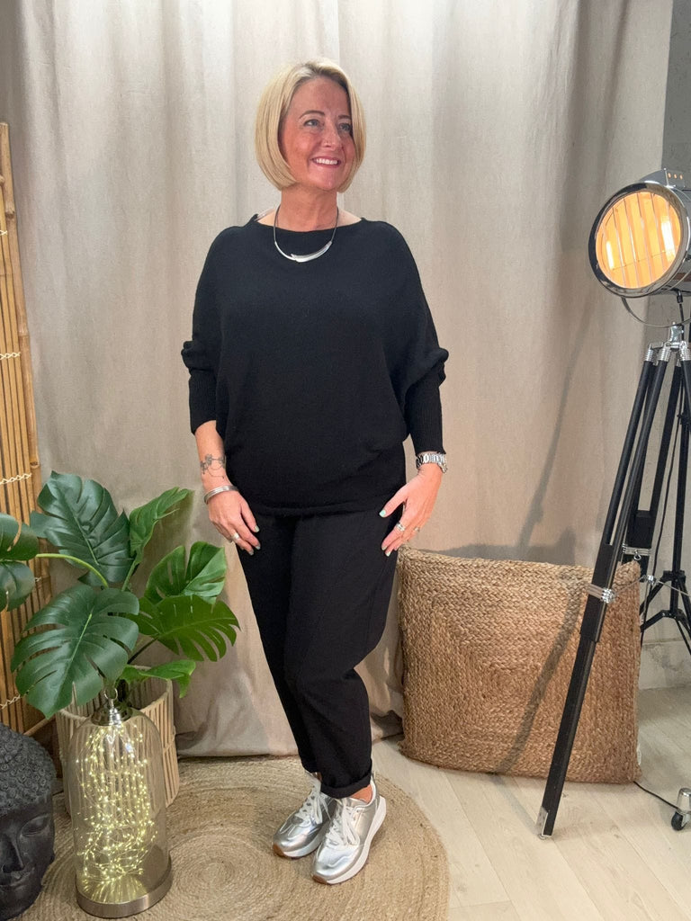 Batwing Slash Neck Fine Knit Jumper Be You Lifestyle Boutique