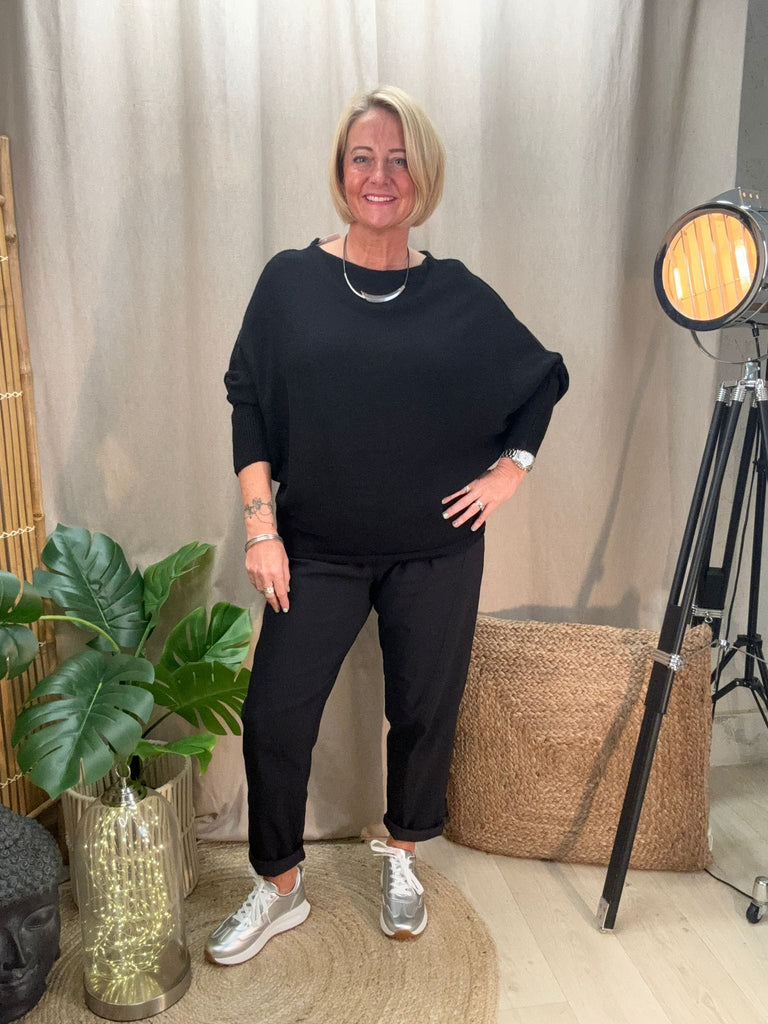 Batwing Slash Neck Fine Knit Jumper Be You Lifestyle Boutique
