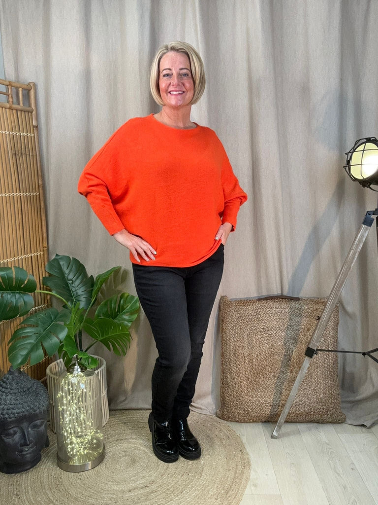 Batwing Slash Neck Fine Knit Jumper Be You Lifestyle Boutique