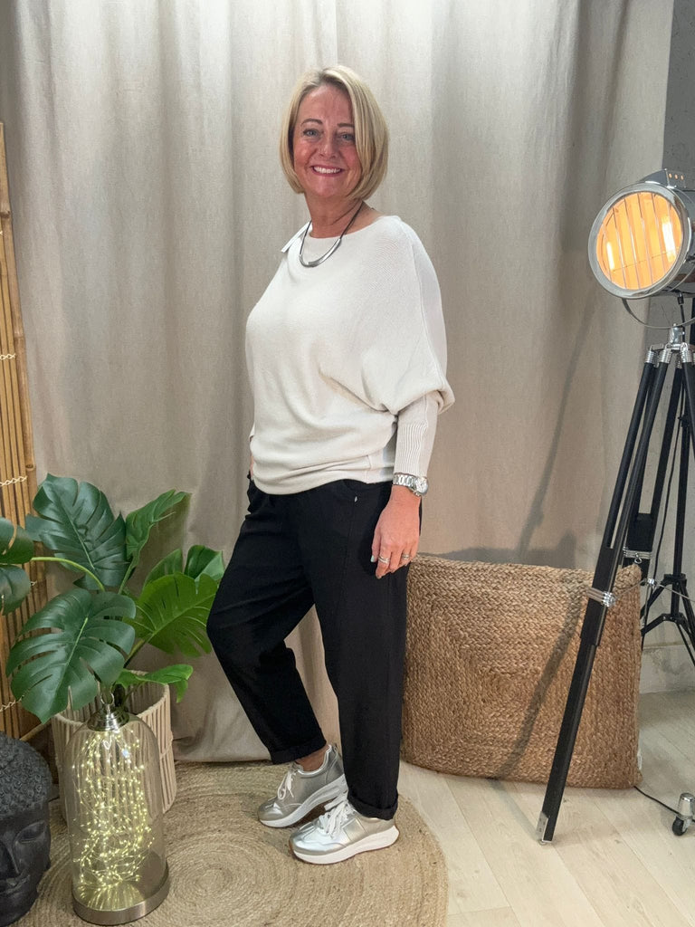 Batwing Slash Neck Fine Knit Jumper Be You Lifestyle Boutique