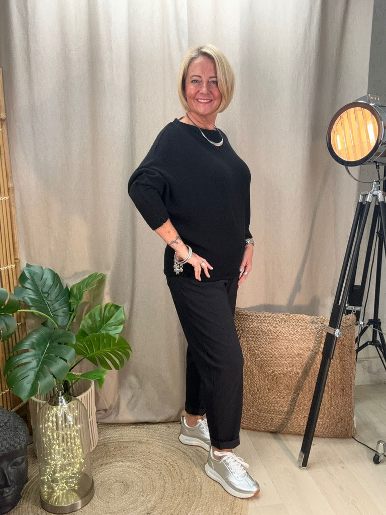 Batwing Slash Neck Fine Knit Jumper Be You Lifestyle Boutique