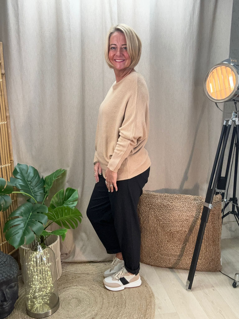 Batwing Slash Neck Fine Knit Jumper Be You Lifestyle Boutique