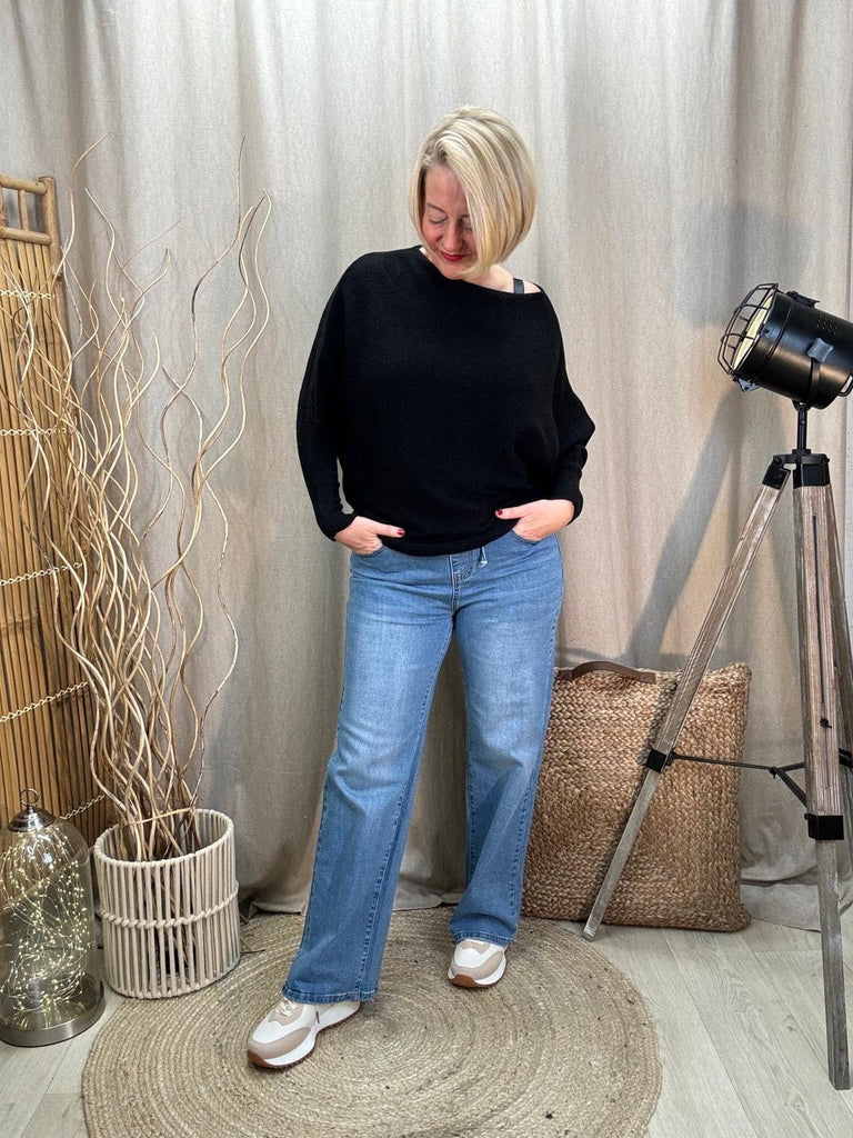 Batwing Slash Neck Fine Knit Jumper Be You Lifestyle Boutique