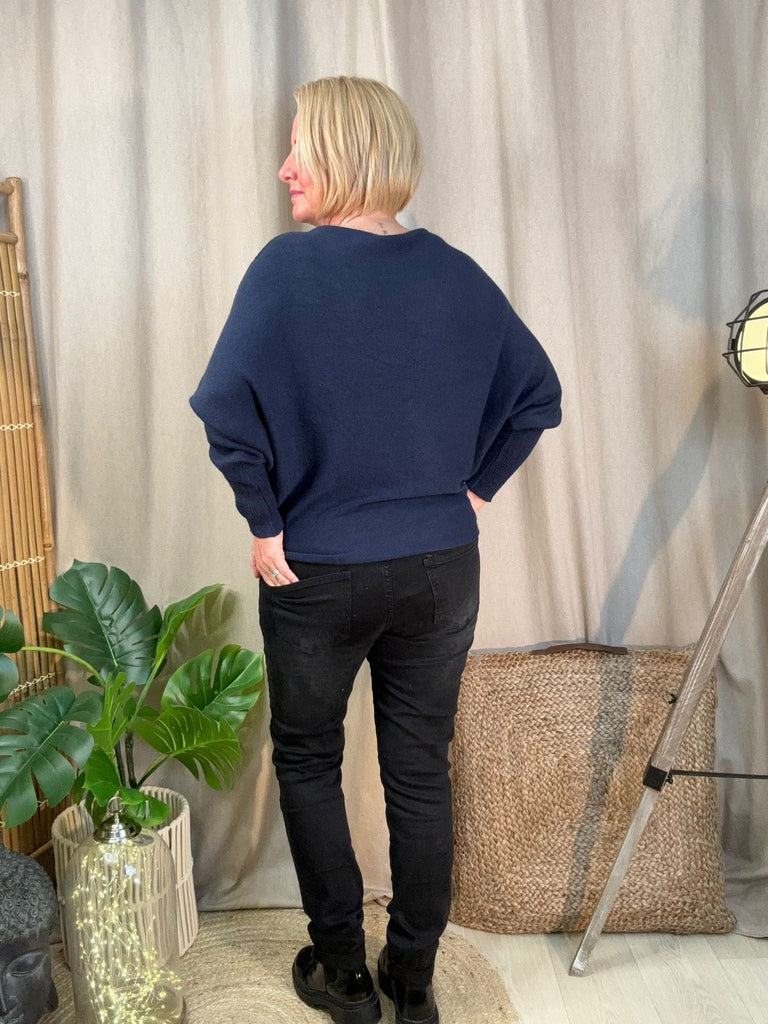 Batwing Slash Neck Fine Knit Jumper Be You Lifestyle Boutique