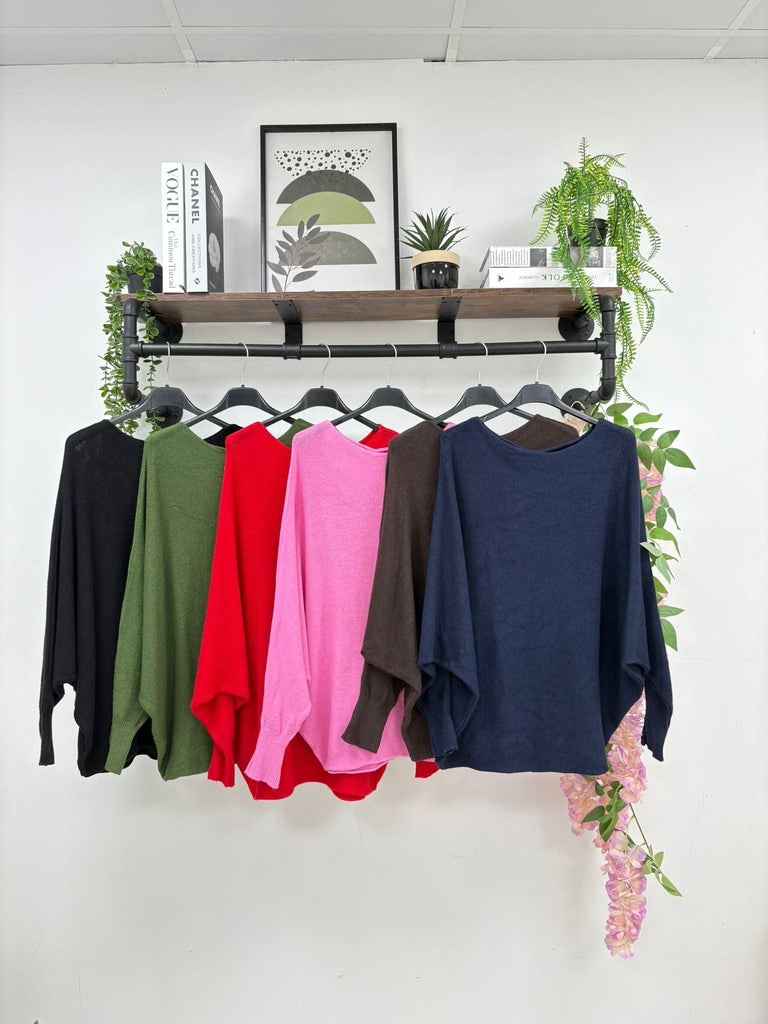 Batwing Slash Neck Fine Knit Jumper Be You Lifestyle Boutique