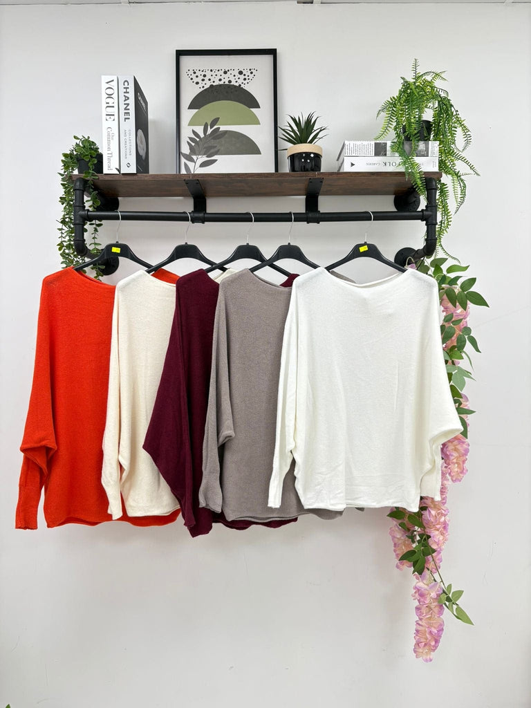 Batwing Slash Neck Fine Knit Jumper Be You Lifestyle Boutique