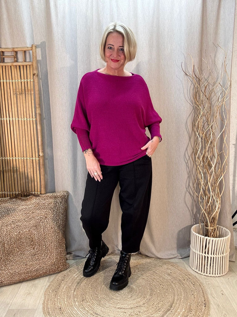 Batwing Slash Neck Fine Knit Jumper - Customer Favourite Be You Lifestyle Boutique