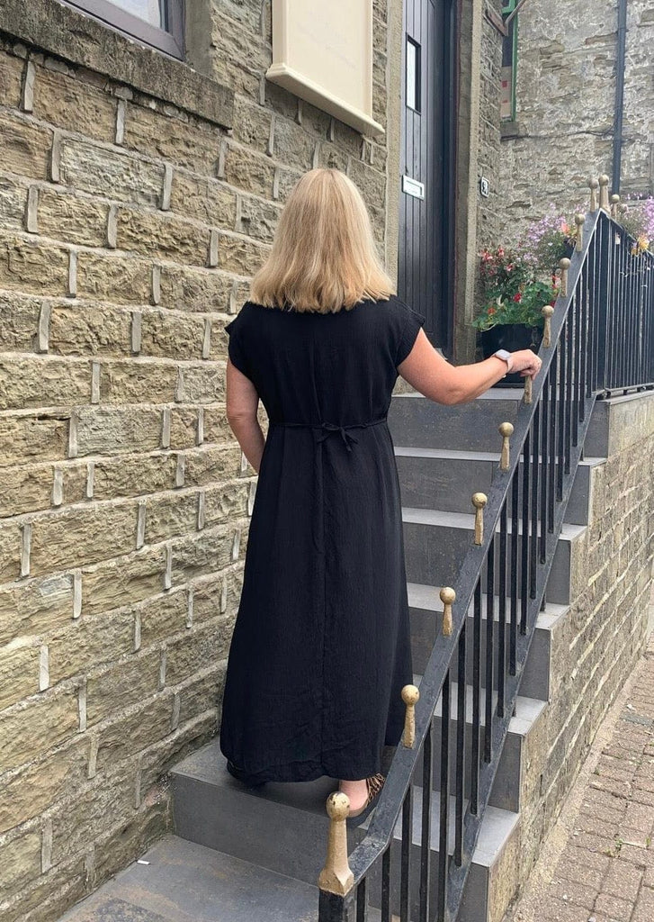 Beaded Pearl Tie Detail Sleeveless Dress Be You Lifestyle Boutique One size / Black