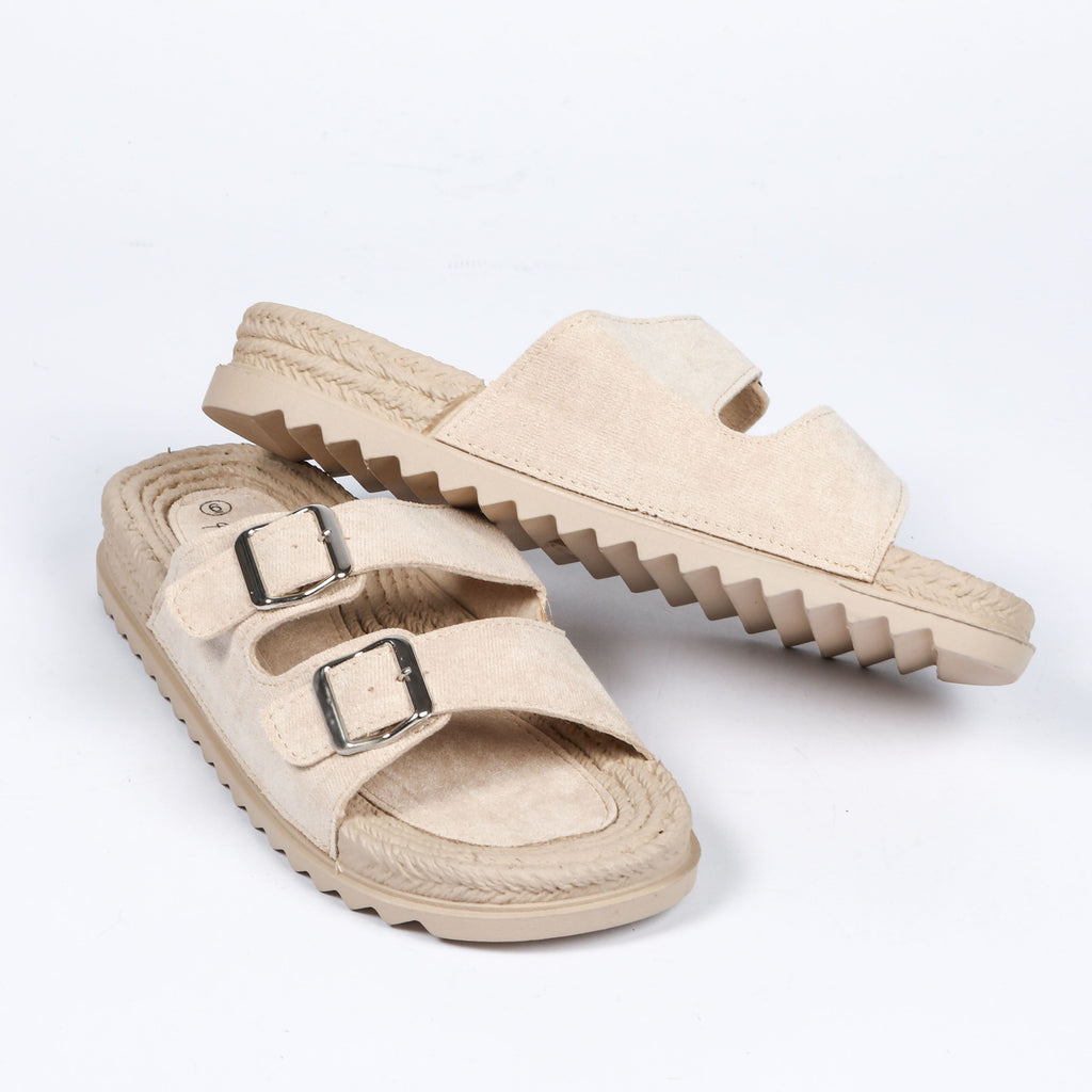 beige twin strap sandal