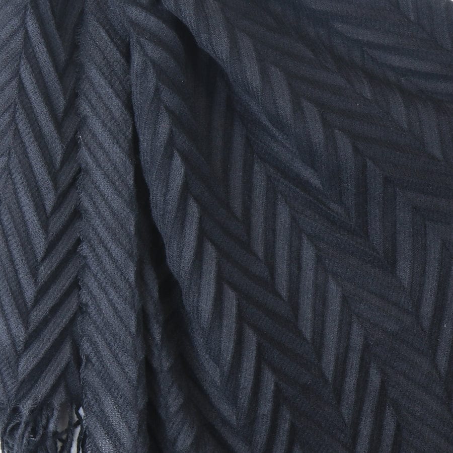 Black Herringbone Tassel Scarf By POM 52683 Be You Lifestyle Boutique