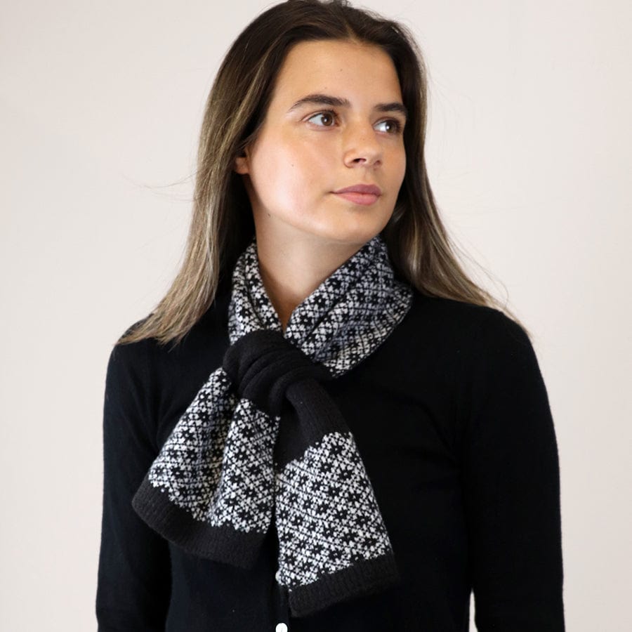 Black & White Pull Through Short Scarf Neck Tie By POM Gift Be You Lifestyle Boutique