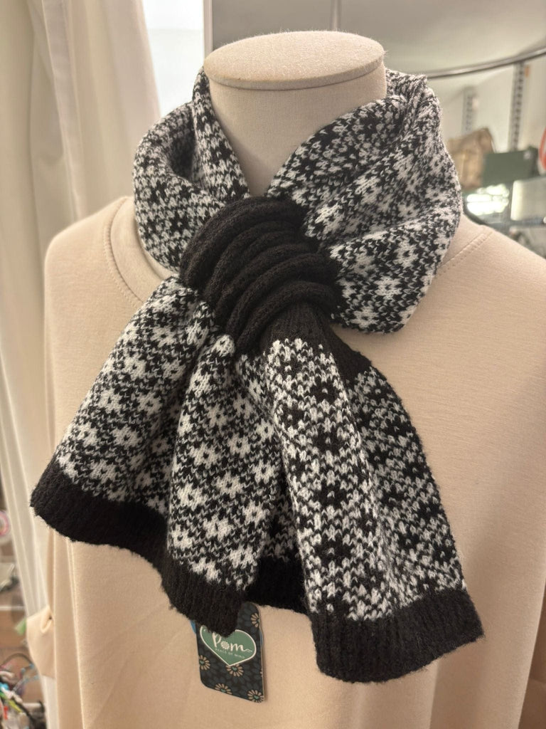 Black & White Pull Through Short Scarf Neck Tie By POM Gift Be You Lifestyle Boutique
