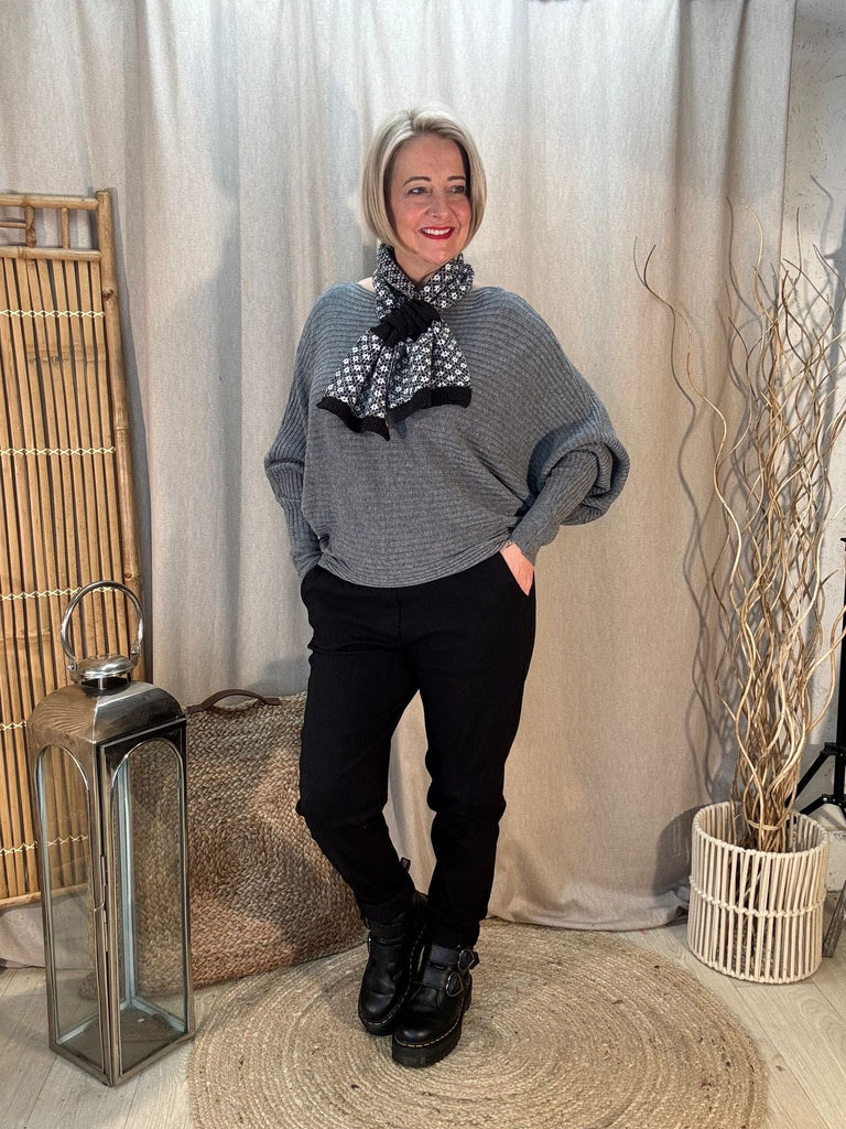 Black & White Pull Through Short Scarf Neck Tie By POM Gift Be You Lifestyle Boutique