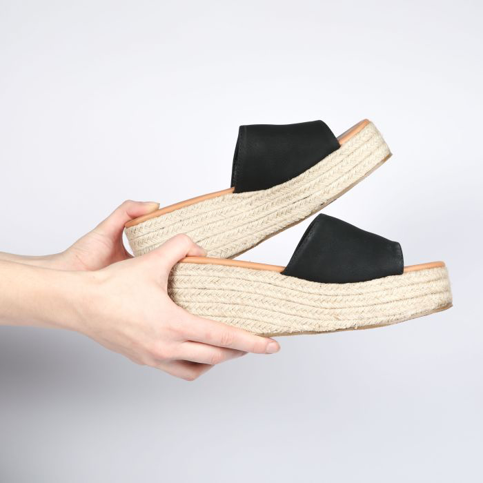 black nubuck wedge 