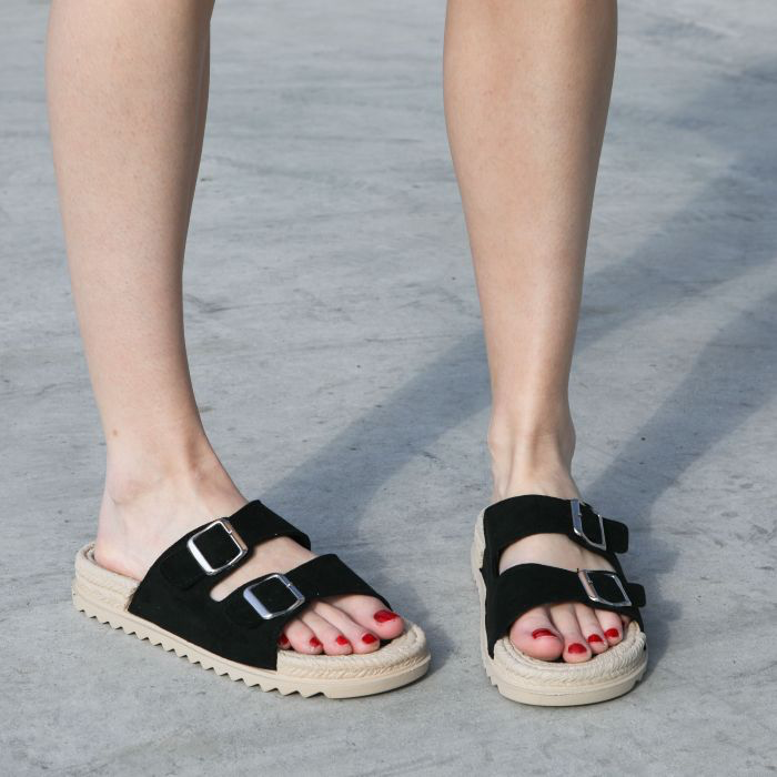 black twin strap sandal 