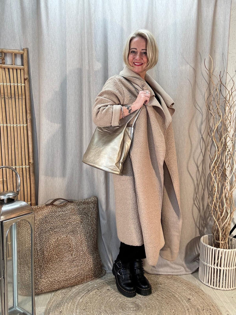 Boucle Blanket Edge To Edge Coat Coatigan Be You Lifestyle Boutique One Size / Beige