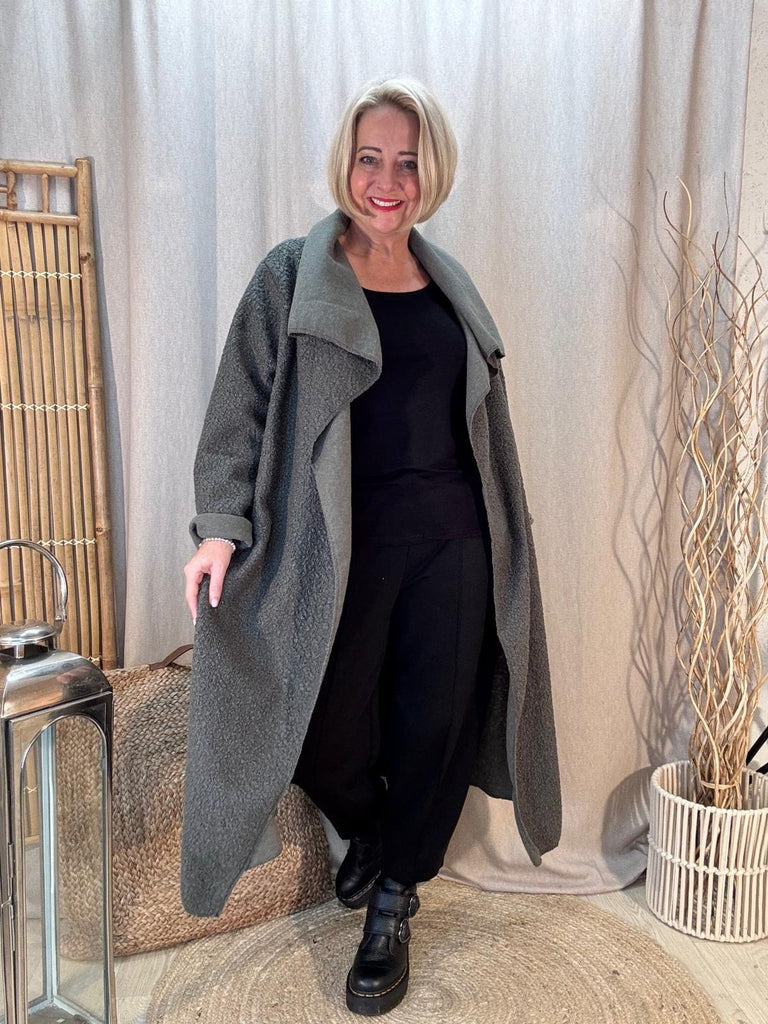 Boucle Blanket Edge To Edge Coat Coatigan Be You Lifestyle Boutique One Size / Khaki