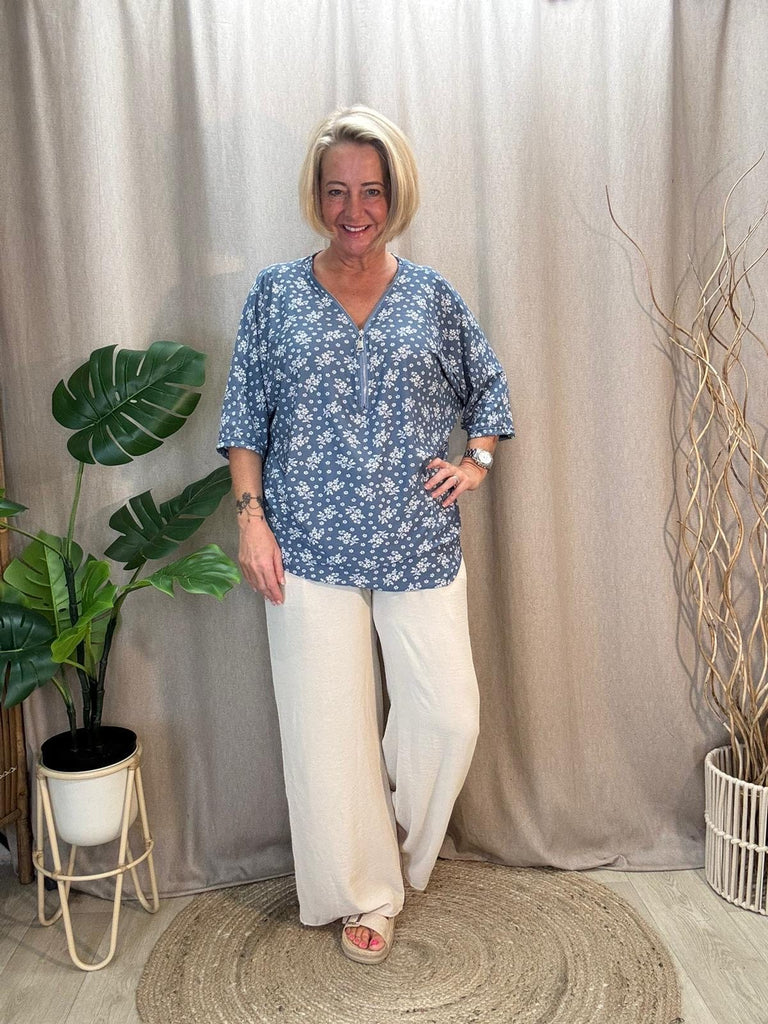 Buds To Blooms Zip V Neck To Be You Lifestyle Boutique One Size