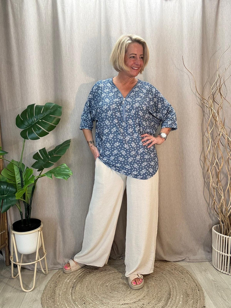 Buds To Blooms Zip V Neck To Be You Lifestyle Boutique One Size