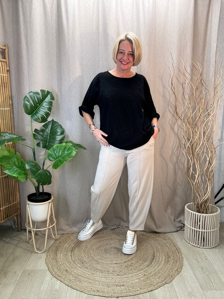 Carrot Leg Seam Front Drawstring Joggers Be You Lifestyle Boutique One Size / Stone