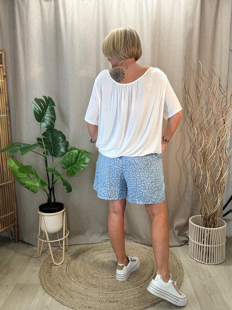 Chambray Leopard Print Shorts Be You Lifestyle Boutique One size