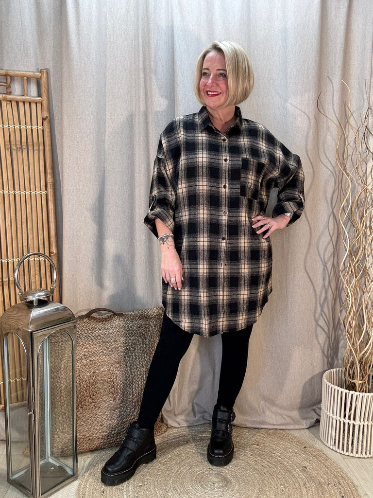 Checked Longline Oversized Pocket Shirt Be You Lifestyle Boutique One Size