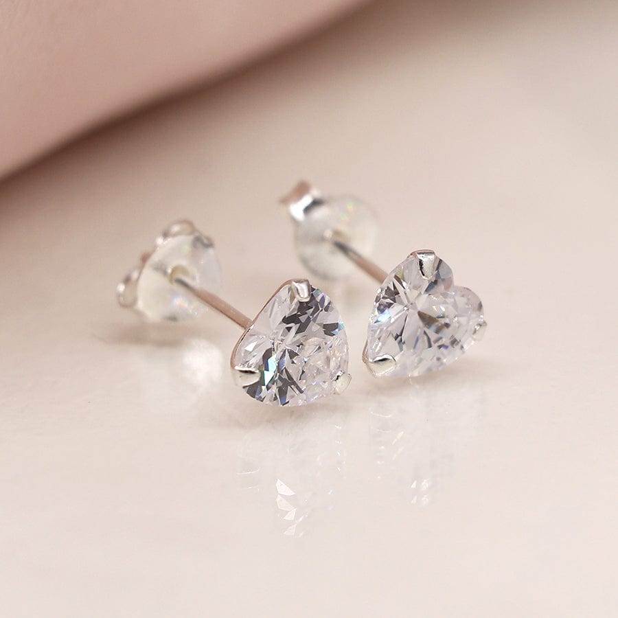 Clear Crystal Heart Studs Earrings By POM Gift sb0215 POM