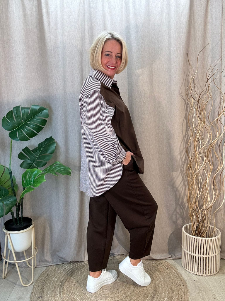 Colour Block & Stripes Pocket  Shirt Be You Lifestyle Boutique One size
