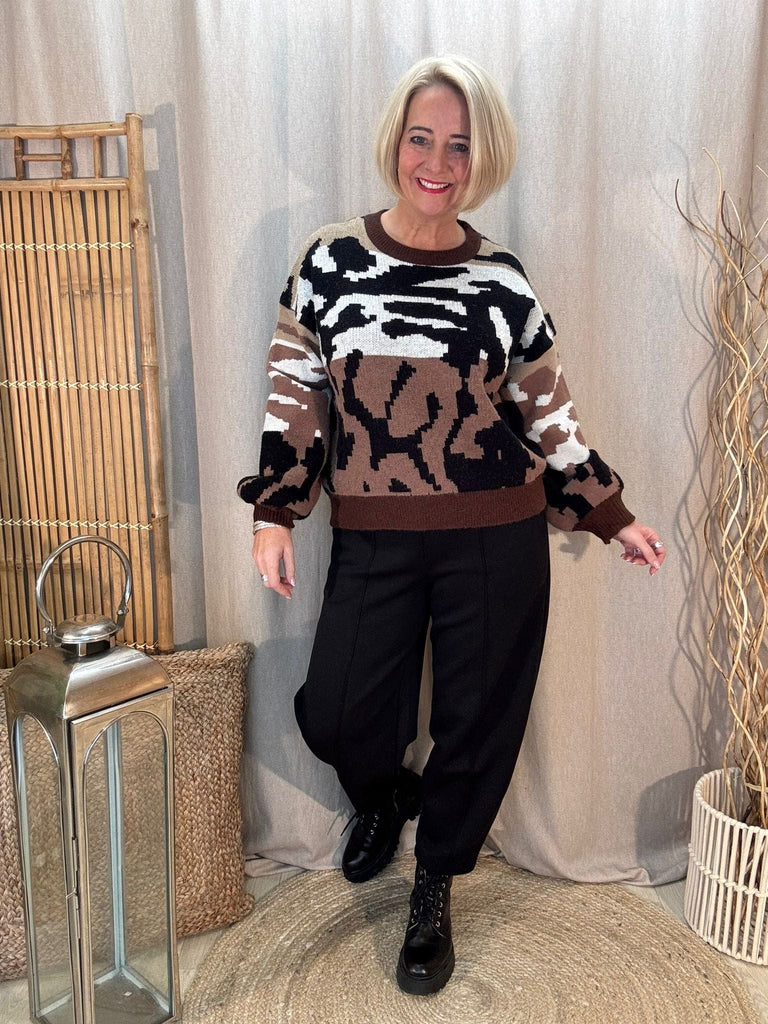 Cosy Knit Animal Print Short Jumper Be You Lifestyle Boutique