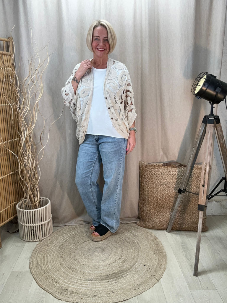 cream boho cardigan beach cover up