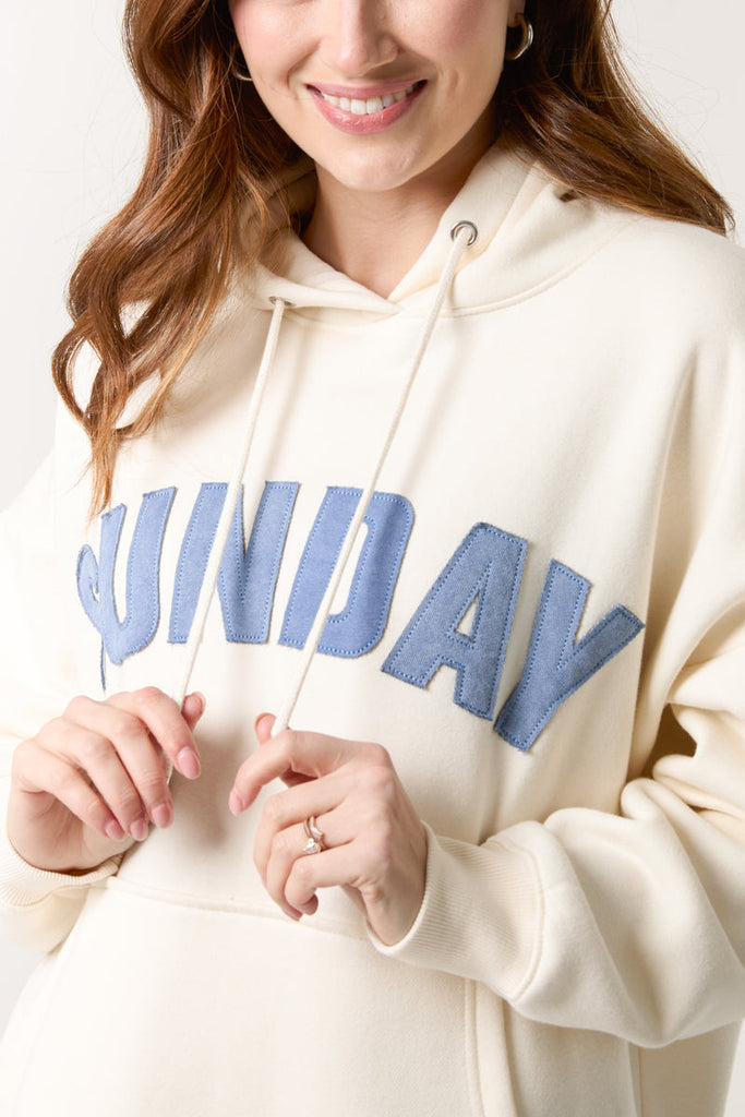 cream sunday hoodie close up