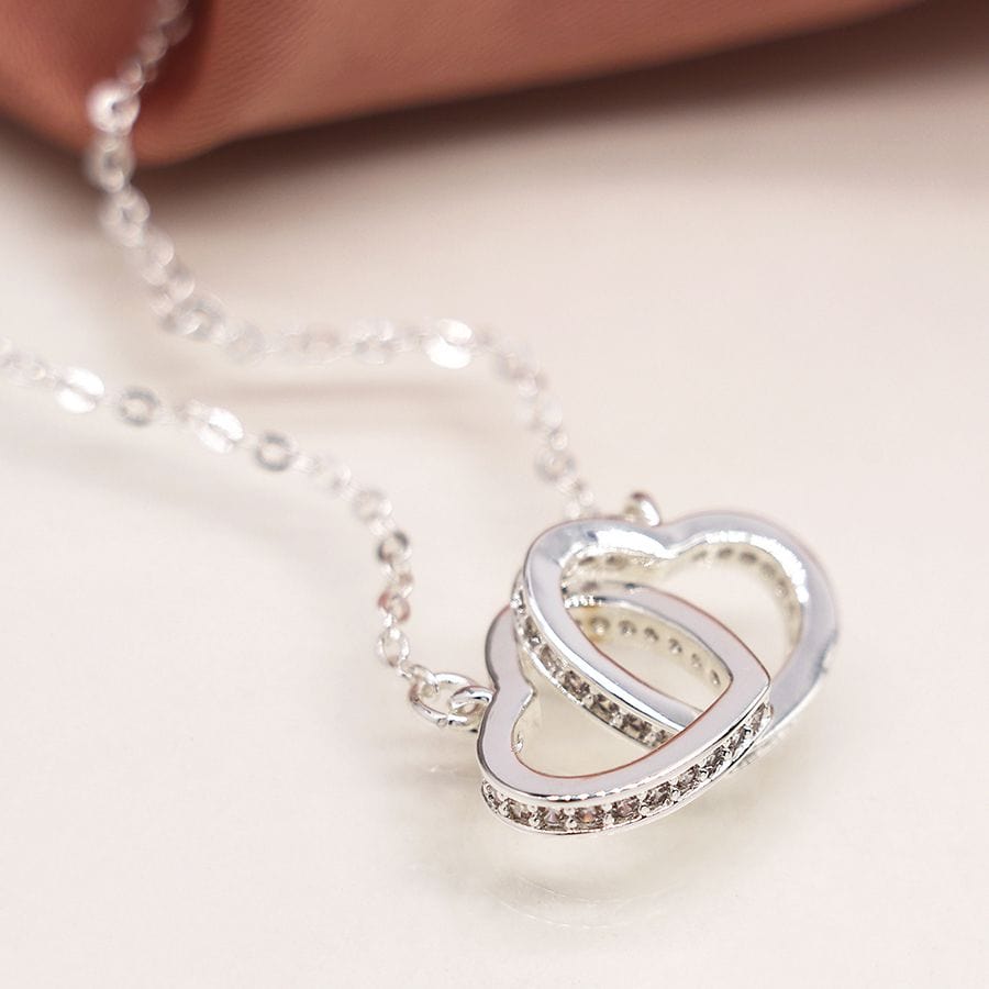 CRYSTAL EDGED LINKED HEARTS NECKLACE By POM Gift 04178 Be You Lifestyle Boutique