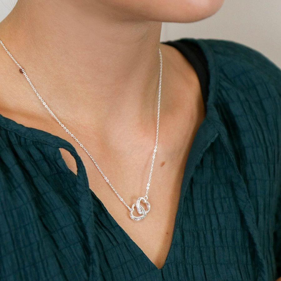 CRYSTAL EDGED LINKED HEARTS NECKLACE By POM Gift 04178 Be You Lifestyle Boutique