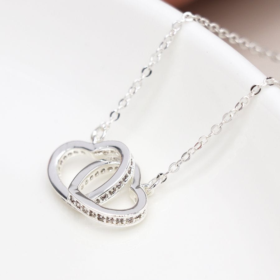 CRYSTAL EDGED LINKED HEARTS NECKLACE By POM Gift 04178 Be You Lifestyle Boutique