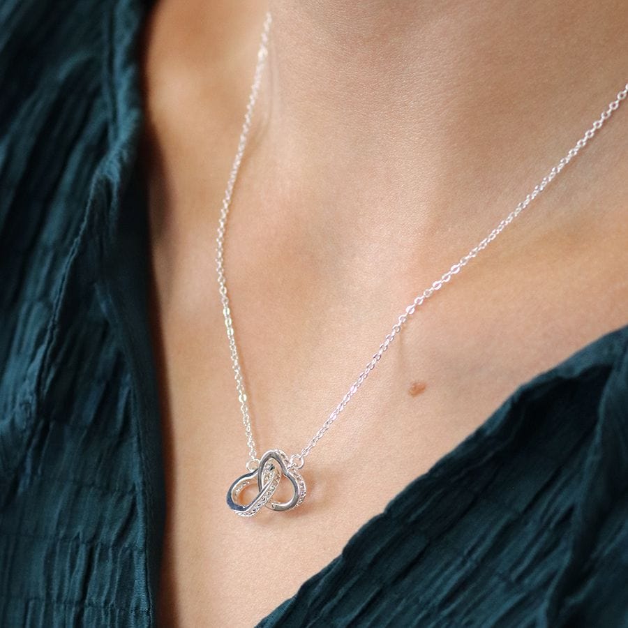 CRYSTAL EDGED LINKED HEARTS NECKLACE By POM Gift 04178 Be You Lifestyle Boutique