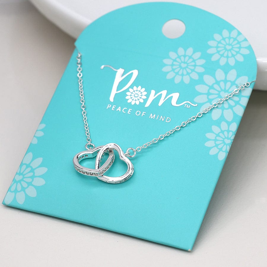 CRYSTAL EDGED LINKED HEARTS NECKLACE By POM Gift 04178 Be You Lifestyle Boutique