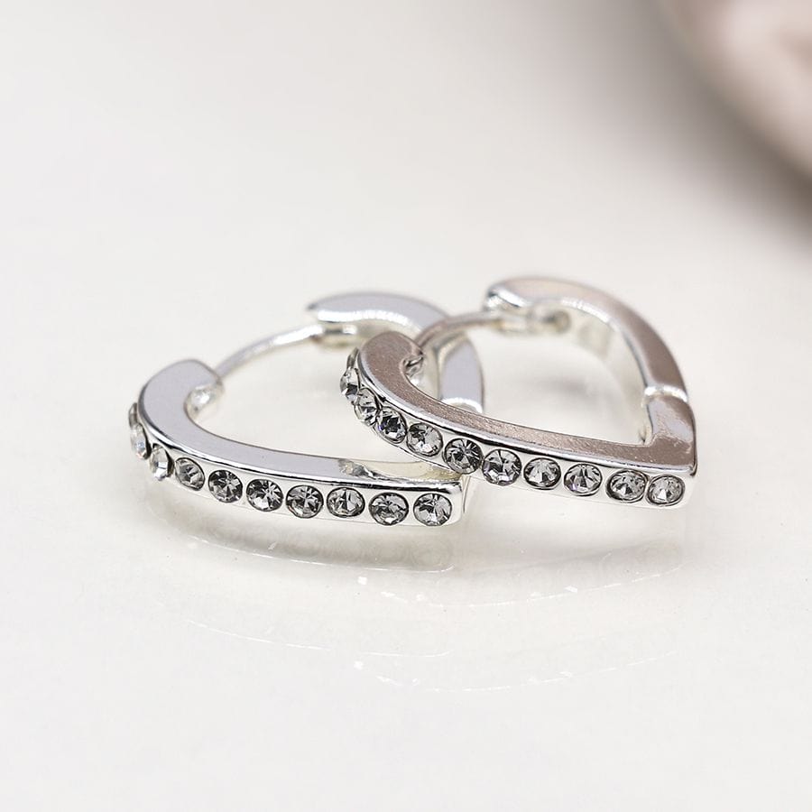 Cystal Heart Huggie Hoop Earrings By POM Gift 04201 POM