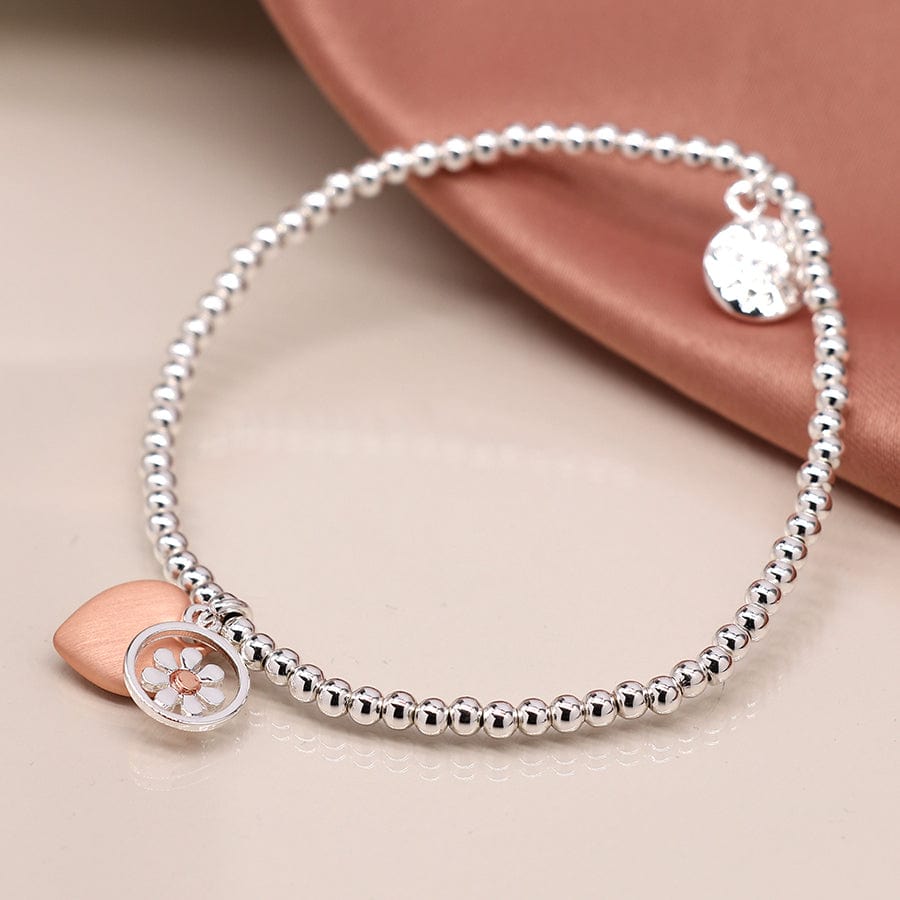 Daisy & Heart Beaded Bracelet By POM Gift 03491 Be You Lifestyle Boutique