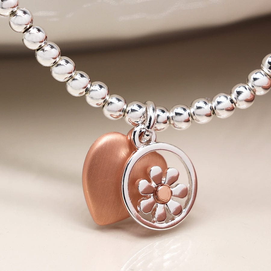 Daisy & Heart Beaded Bracelet By POM Gift 03491 Be You Lifestyle Boutique