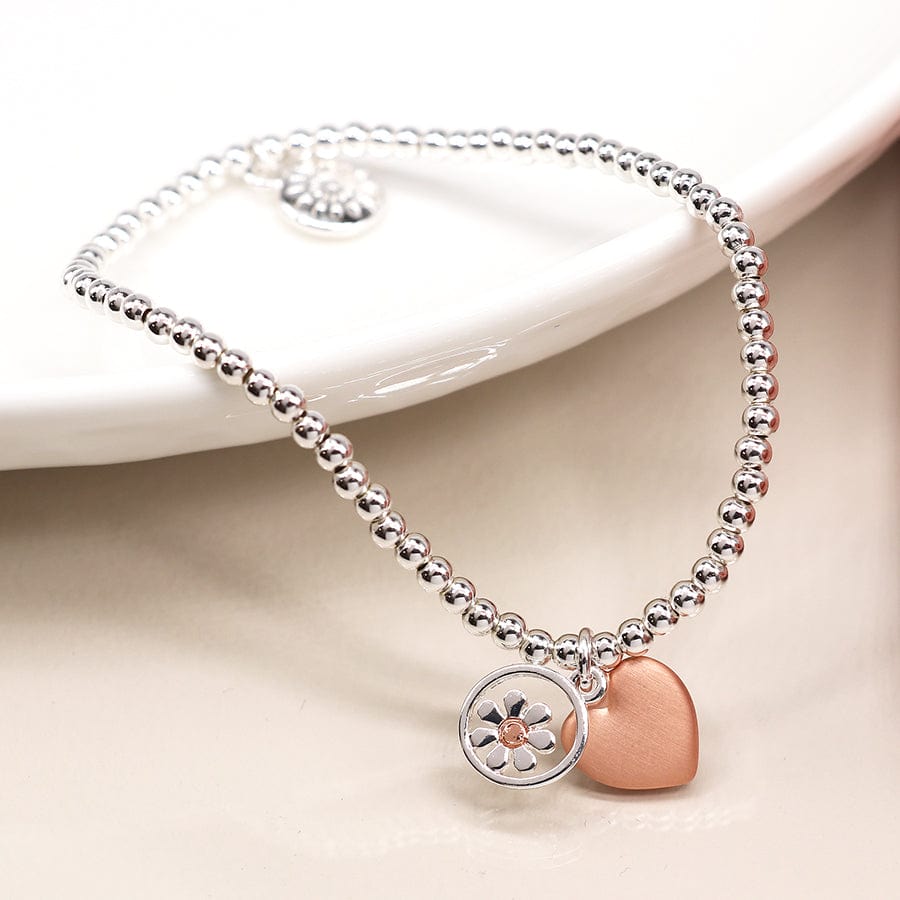 Daisy & Heart Beaded Bracelet By POM Gift 03491 Be You Lifestyle Boutique