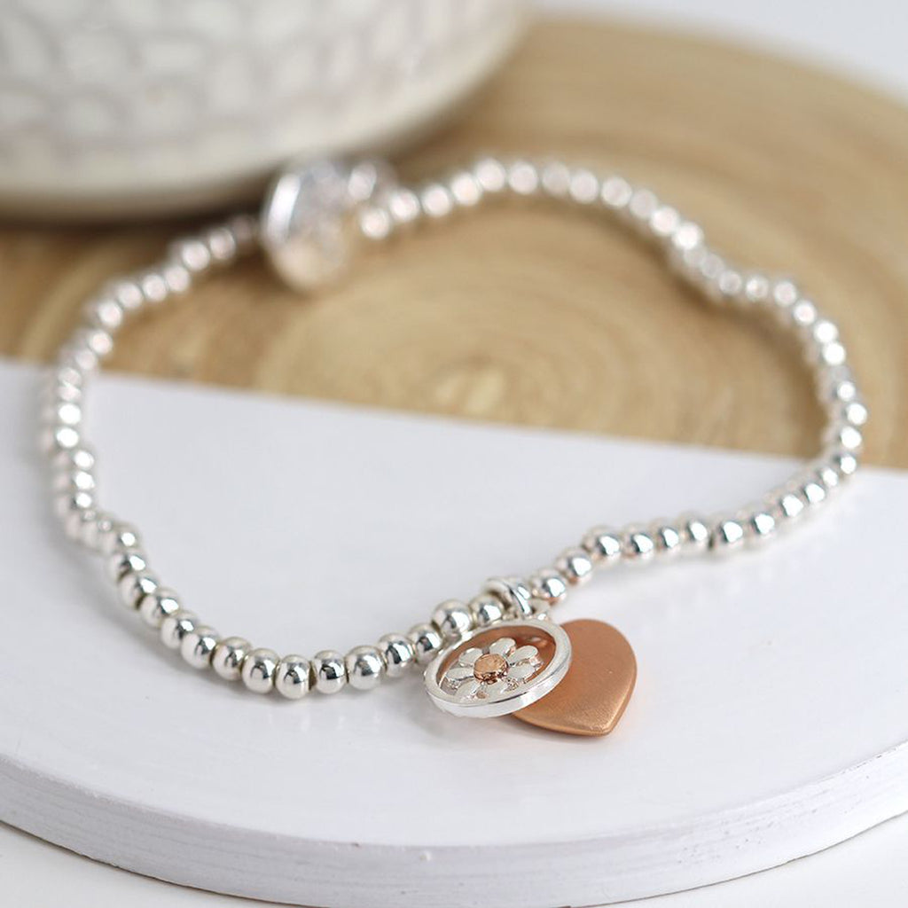 Daisy & Heart Beaded Bracelet By POM