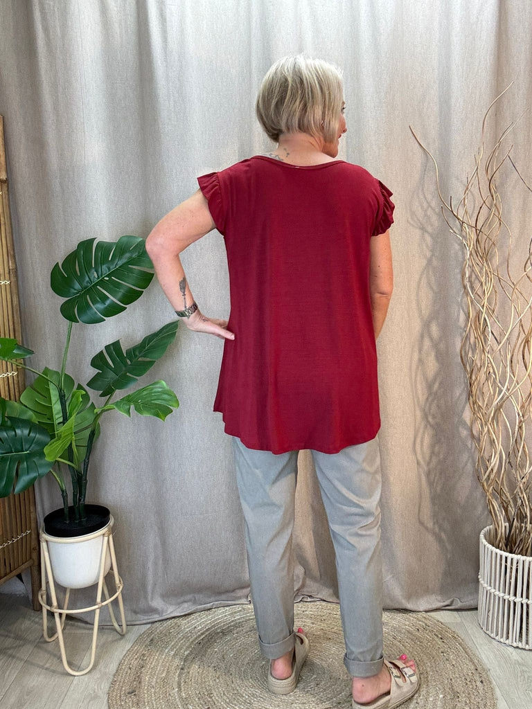 Diamante Stud Frill Short Sleeve Tee Be You Lifestyle Boutique
