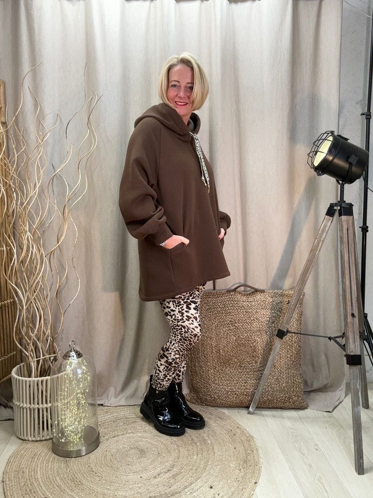 Dipped Leopard Lace Fleece Hoodie Comfy Casual Be You Lifestyle Boutique