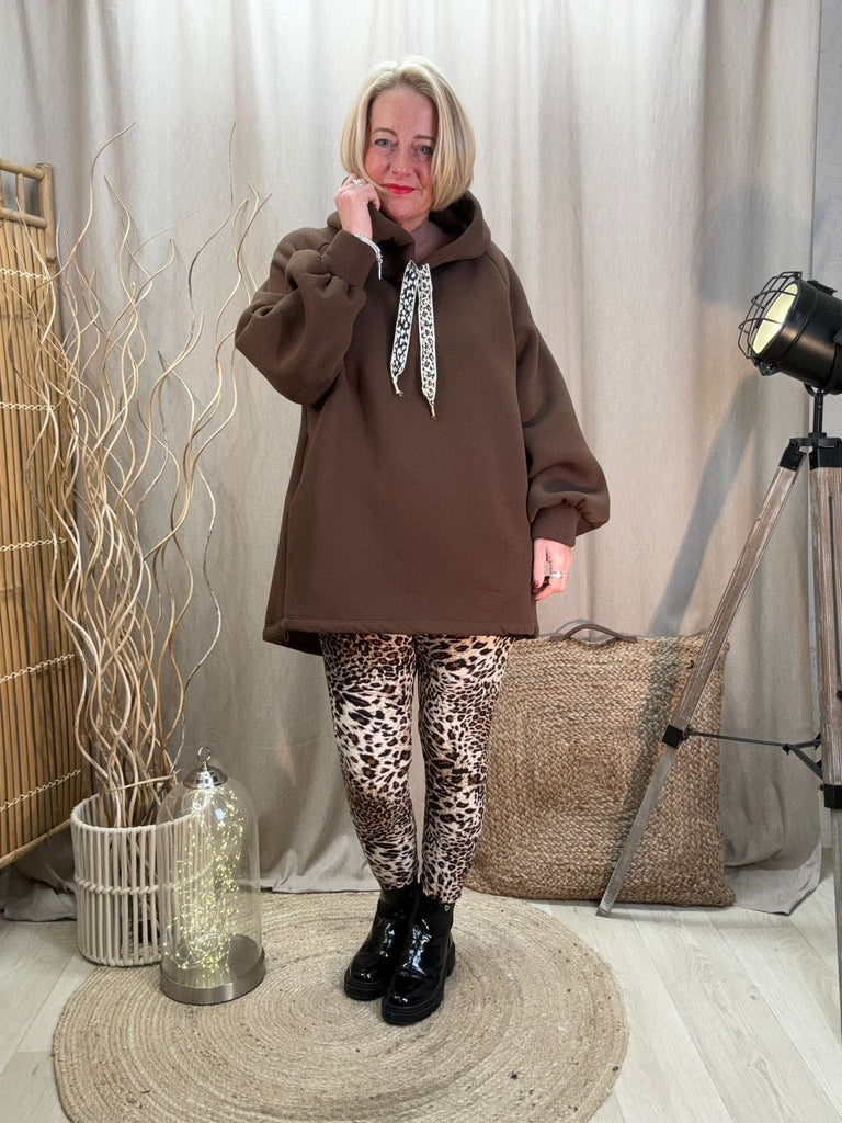 Dipped Leopard Lace Fleece Hoodie Comfy Casual Be You Lifestyle Boutique One Size / Chocolate