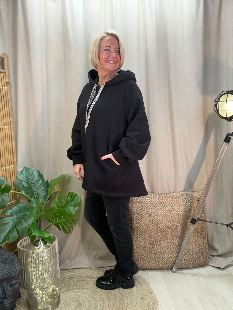 Dipped Leopard Lace Fleece Hoodie Comfy Casual Be You Lifestyle Boutique