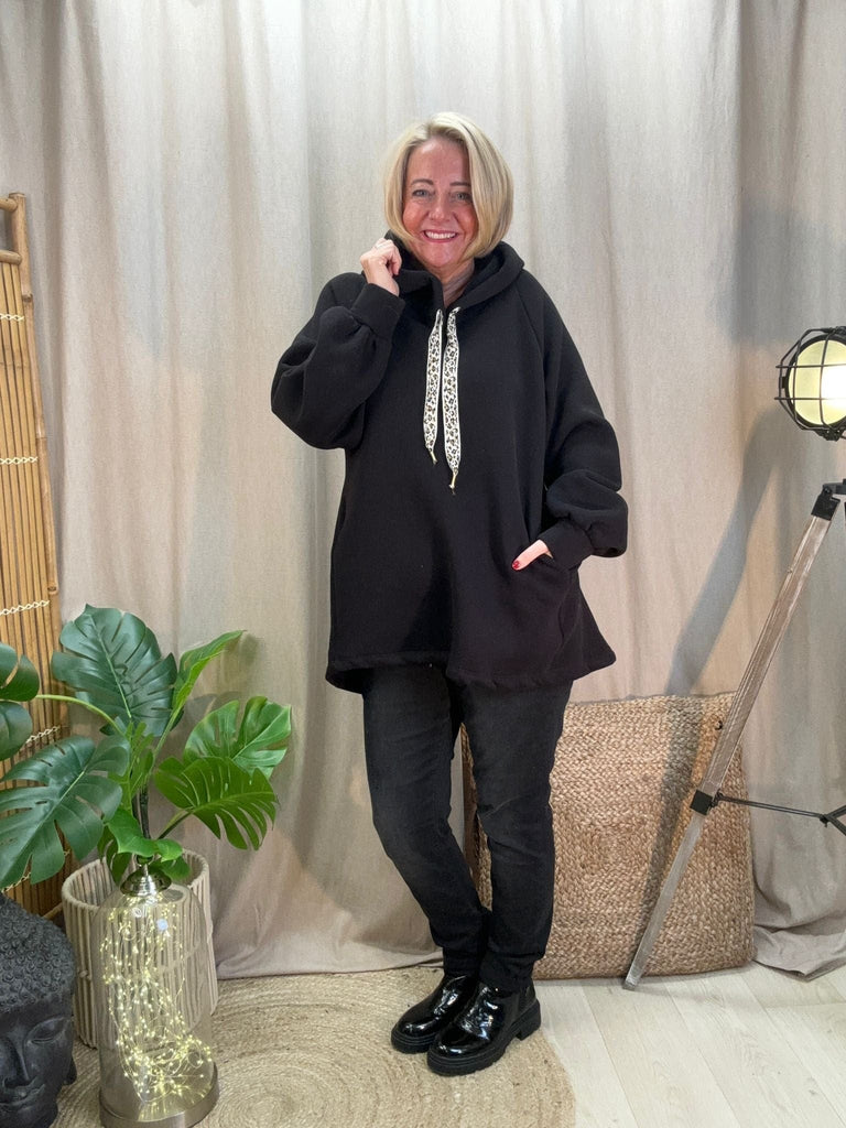 Dipped Leopard Lace Fleece Hoodie Comfy Casual Be You Lifestyle Boutique