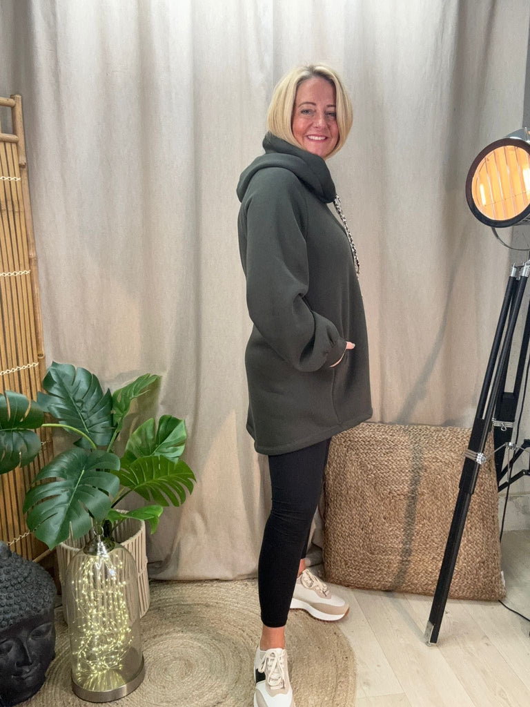 Dipped Leopard Lace Fleece Hoodie Comfy Casual Be You Lifestyle Boutique