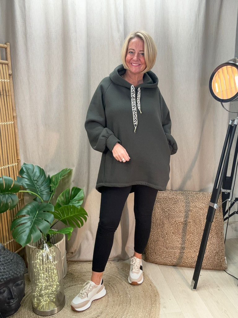 Dipped Leopard Lace Fleece Hoodie Comfy Casual Be You Lifestyle Boutique